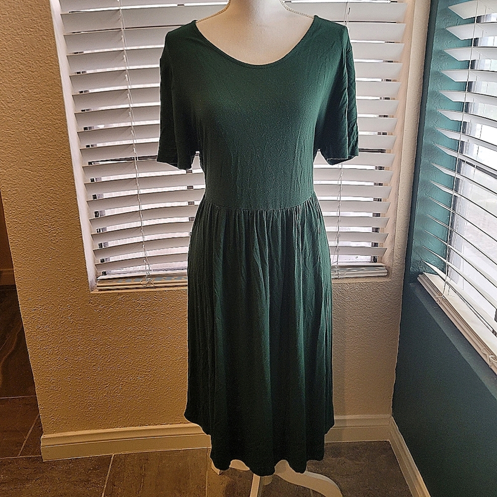 Green Fit and Flare Dress with Pockets